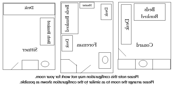 Floor plans for the different residence halls 房间s.